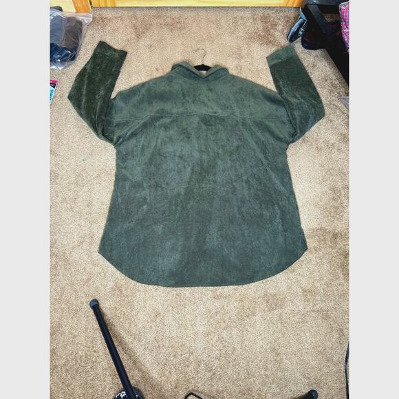 Soft surroundings size one X corduroy button up jacket large pockets dark green - Picture 2 of 6